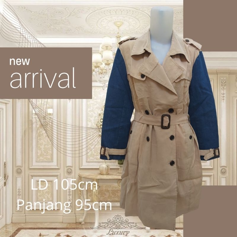 Blazer coat fashion long Korea bahan katun bahan combi katun + JEANS