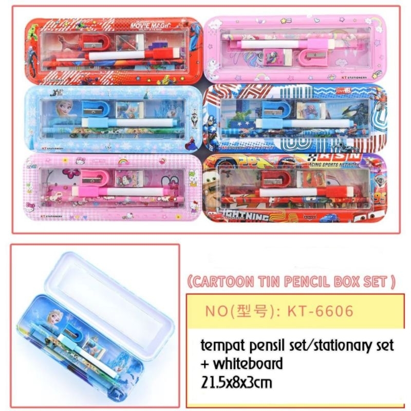 

tempat/Kotak/tepak Pensil Kaleng susun FULL SET/STATIONARY SET + Whiteboard KT 6606