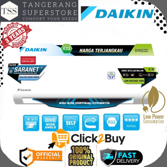 AC DAIKIN STANDARD 1/2 PK FTP15AV14 STP15AV FTP15 0.5PK DAIKIN AC FAST COOLING R32 MALAYSIA BREEZE 1