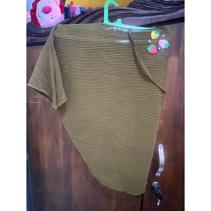 Jilbab instan plisket anak2 warna hijau army