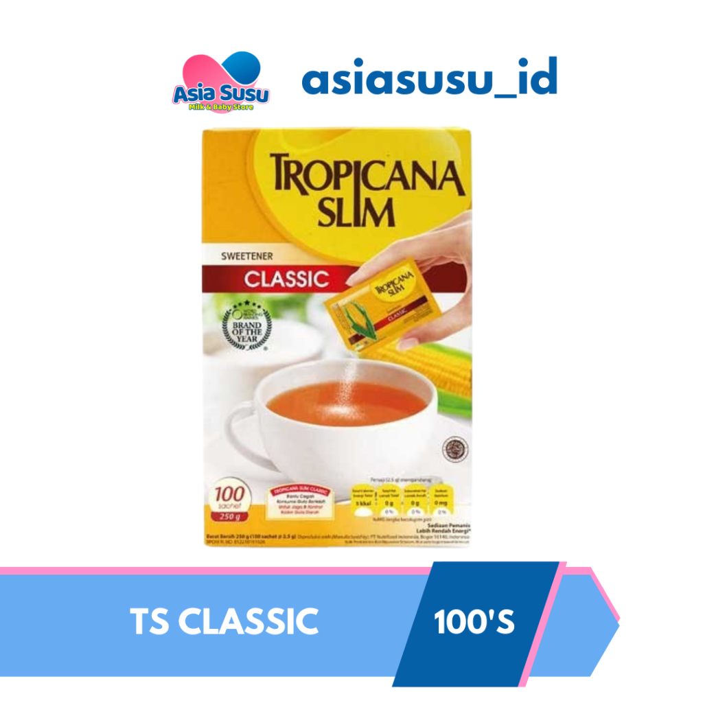 

TROPICANA SLIM SWEETENER CLASSIC 100 / 50 / 25 SACHET (pemanis pengganti gula buatan)