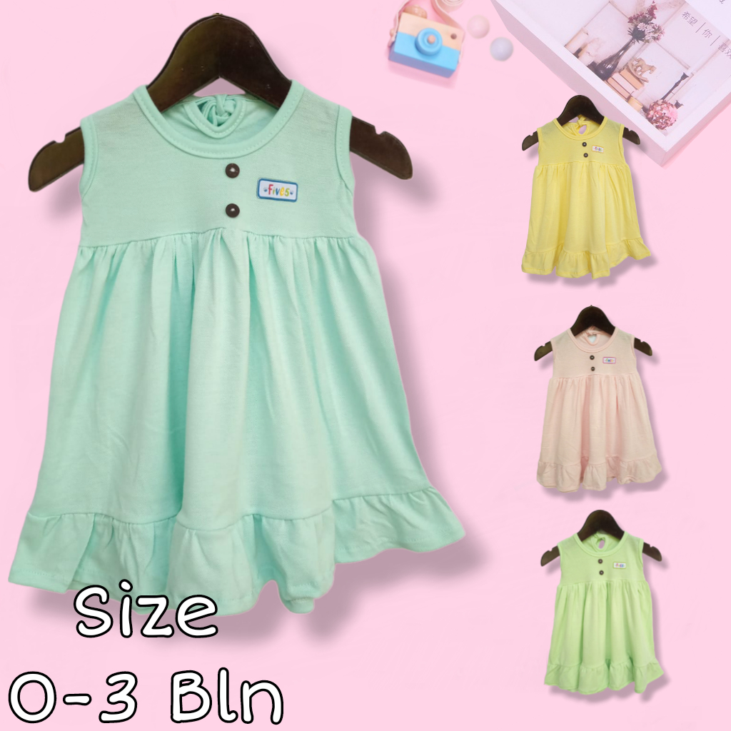 23412 - DRESS BAYI POLOS CEWEK DRES ANAK BABY NEW BORN LUCU PAKAIAN KIDS BAJU PEREMPUAN 0 SAMPAI 3 B