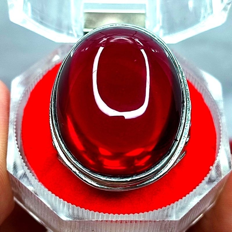 (BEST SALE) CINCIN BATU PERMATA MERAH SIAM CATAM TOP KRISTAL ASLI JUMBO SIZE SIAP PAKAI