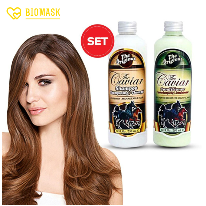 BIOMASK - Shampoo + Conditioner Kuda Caviar Original Paket 2In1 - 250ml Pemanjang Dan Penebal Rambut