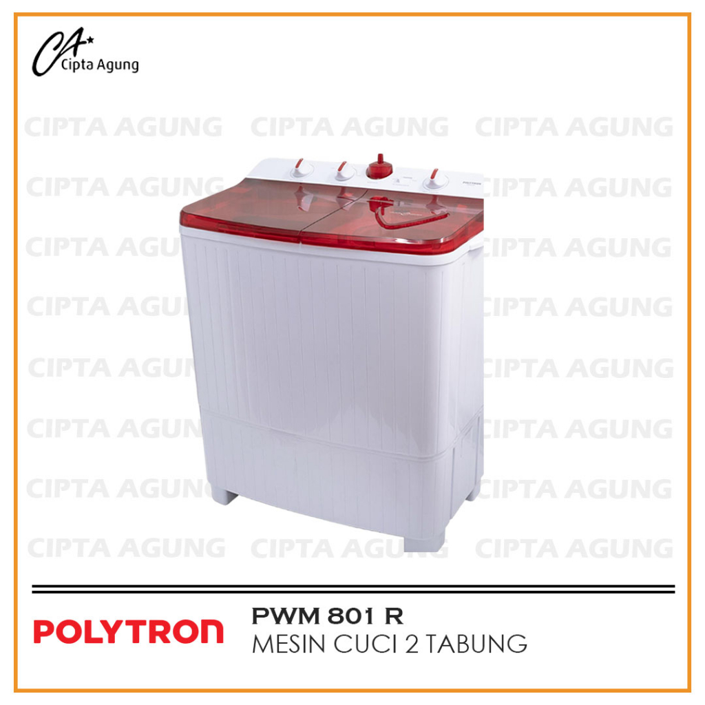 POLYTRON MESIN CUCI 2 TABUNG 8 kg PWM 801R [BDG]