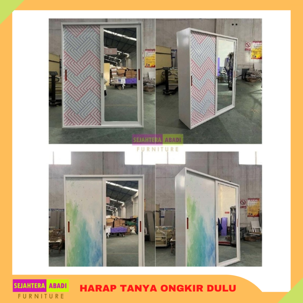 lemari besi pakaian sliding besar wdsl 150 pintu geser cermin wardrobe