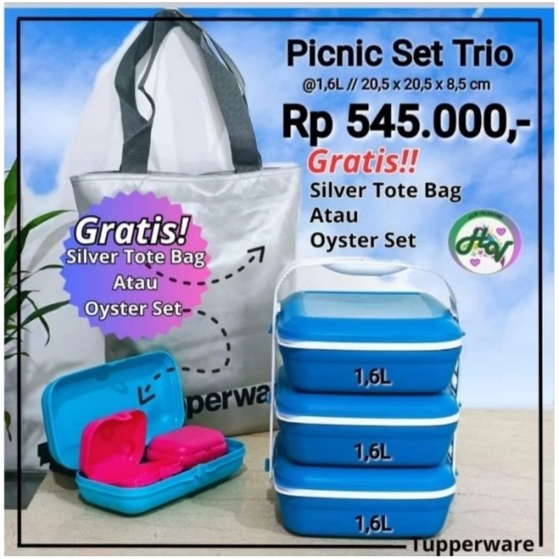 Tupperware picnic set trio rantang susun with free