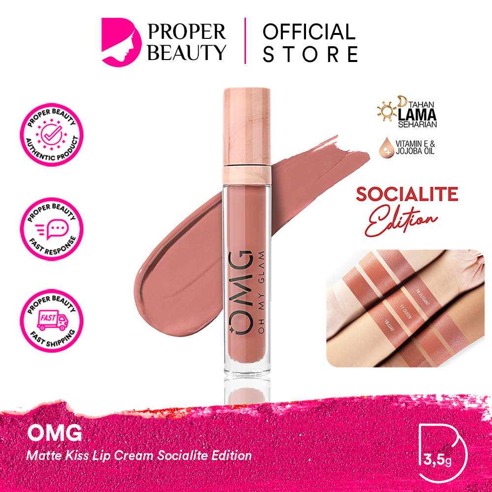 OMG Oh My Glam Matte Kiss Lip Cream Socialite Edition Indonesia / 3.5g / TransferProof Mask Long Las