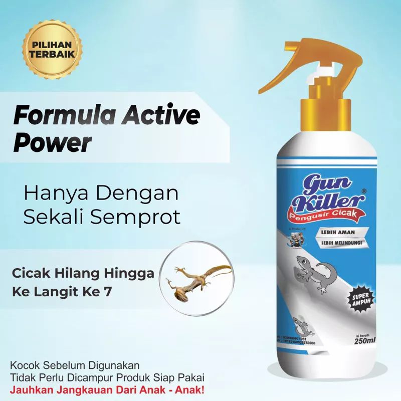GUN KILLER PENGUSIR CICAK & TOKEK 250ML LIZARD REPELLENT SUPER AMPUH OBAT SPRAY ANTI CICAK TOKEK SEM