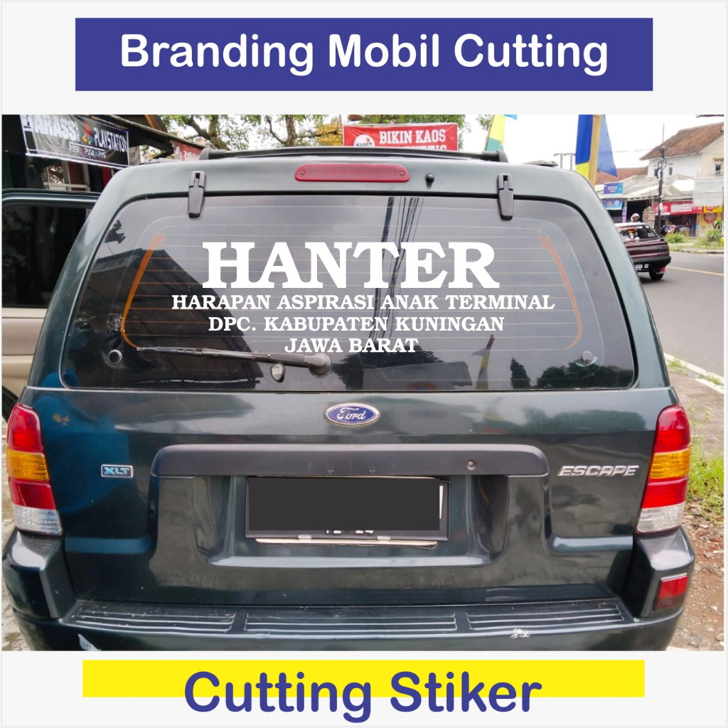 Branding Mobil Kaca belakang Sticker Cutting