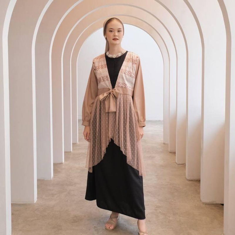 DYA_ID - BLACK SERIES RAYA FREYA DRESS Gamis Atasan Tunik Hitam Motif Batik Lebaran 2023 ( Tersedia 