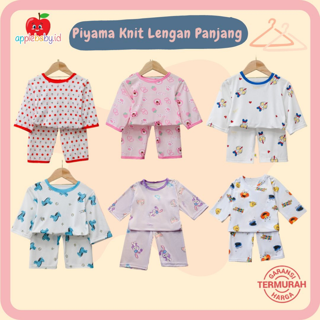 Piyama Knit Lengan Panjang Piyama Knit Sesame Piyama Knit Anak Piyama Anak Lengan Panjang Baju Tidur Anak