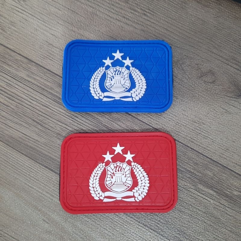 

Emblem Logo Karet POLISI Perepet Patch Rubber Logo POLISI Merah Biru Bet
