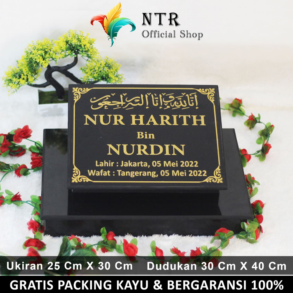 Batu Nisan Makam Lengkap Full Set Granit Dudukan Maesan Kijing Hitam Putih Kuburan Marmer Keramik Uk