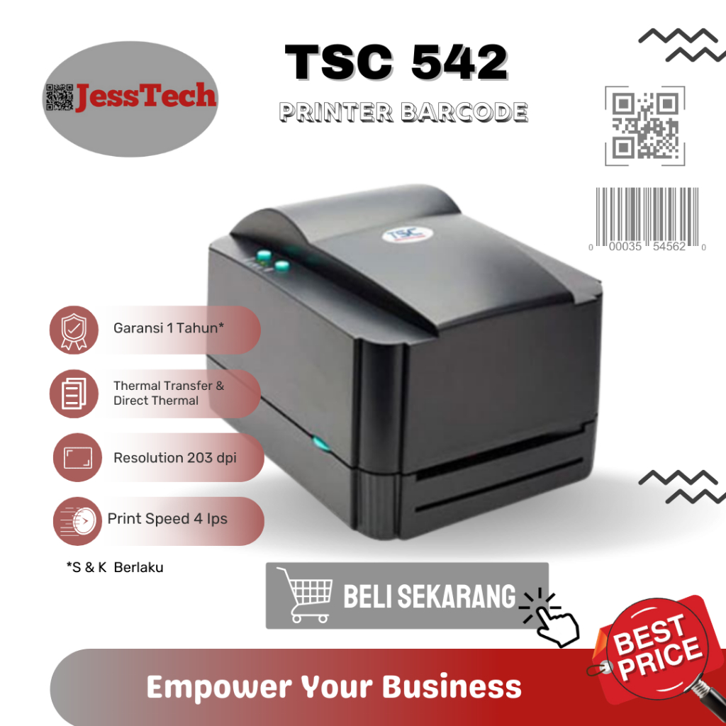 PRINTER BARCODE TSC TTP-542 DIRECT THERMAL TRANSFER TSC 542