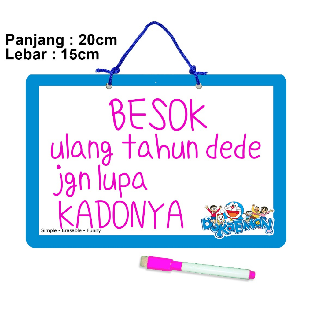 

MAINANASEMKA WHITEBOARD PAPAN TULIS SEDERHANA DAN MULTIFUNGSI UTNUK ANAK KARAKTER DORAEMON UKURAN KECIL A