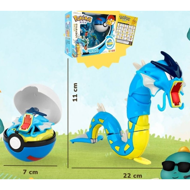 MAINAN POKEMON POKEBALL ACTION FIGURE DEFORMATION  - Gyarados
