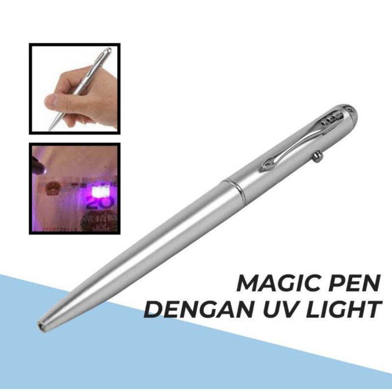 

Pena Bolpoin Pulpen Bolpen Tinta Gel Cair Hitam Invisible Magic Pen dengan Lampu UV Light