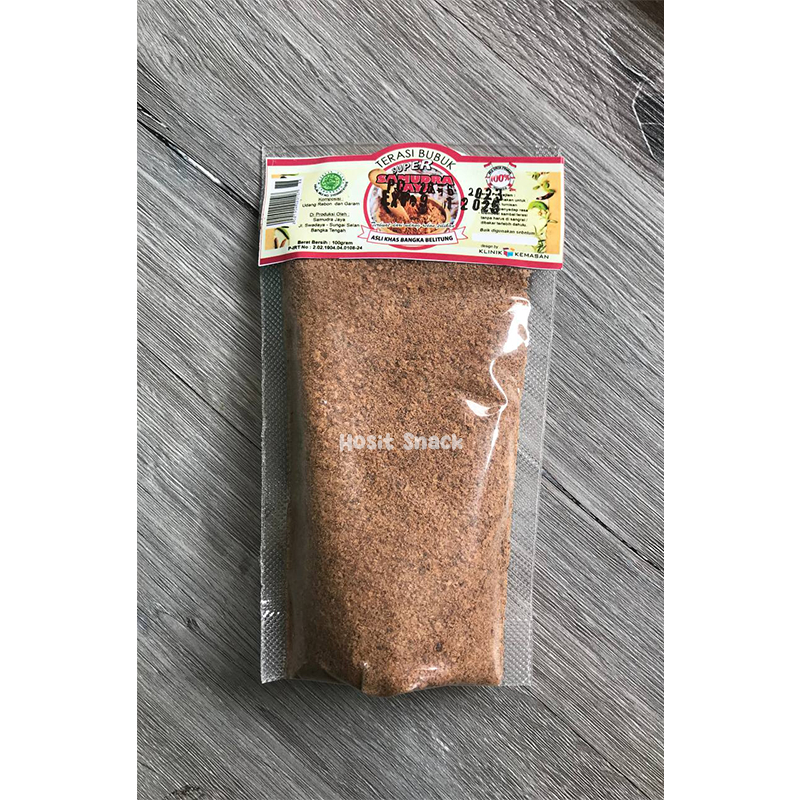 

Terasi Bangka Bubuk Super Samudra Jaya 100gr / Trasi Matang Asli Bangka / Belacan Bubuk / Powdered Shrimp Paste