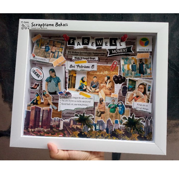 Hadiah farewell kantor scrapframe photo unik 3D size 30x25cm [3 HARI JADI]