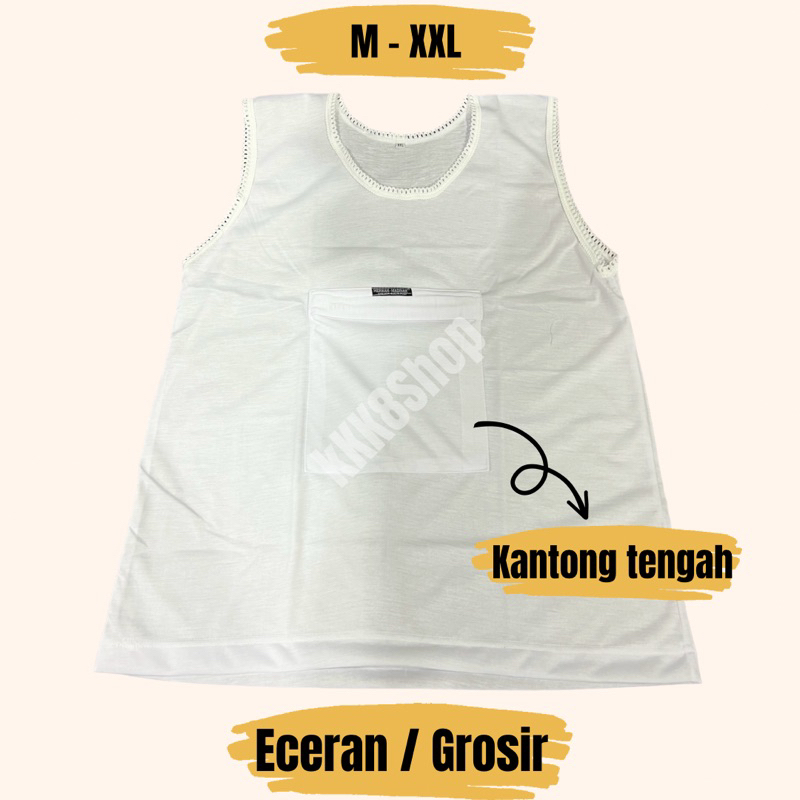Baju Kaos Dalam Haji Umroh Wanita Dewasa Tanpa Lengan Kantong Resleting Lembut Dingin / Kaos Oblong 
