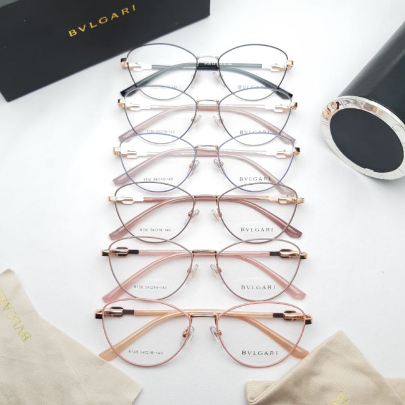 Kacamata Wanita Cat Eye Kecil Terbaru 8130 Size 54-18-140 Paket lensa photocromic mines silinder plu
