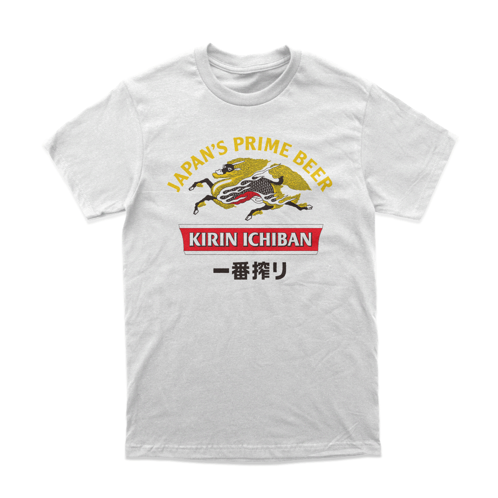 Kaos Kirin Ichiban Beer Vintage Tshirt "Japan's Prime Beer" White Merchandise