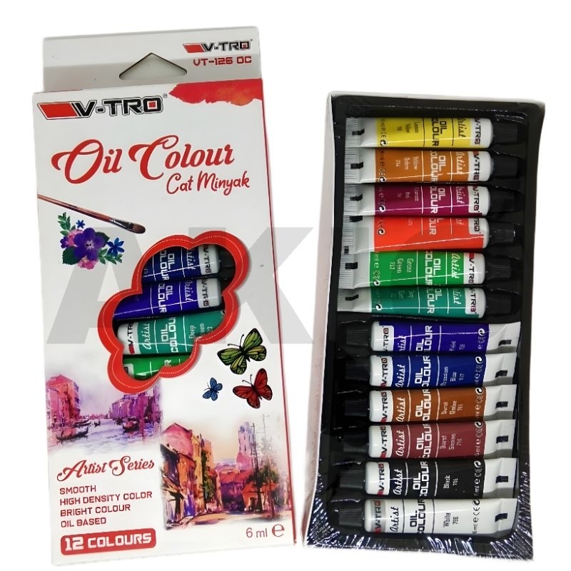 

Cat Minyak Oil Colour V-TRO 12 Set Warna Murah Lukis Dinding