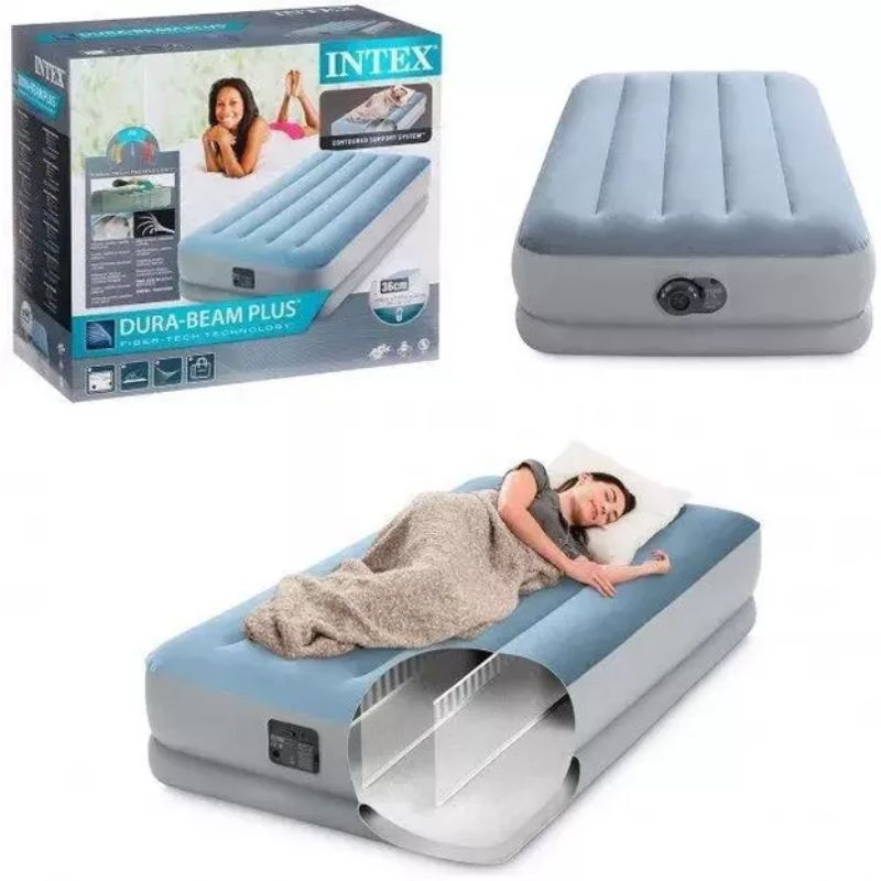 Intex 64166 kasur angin twin midrise comfort airbed durabeam plus original