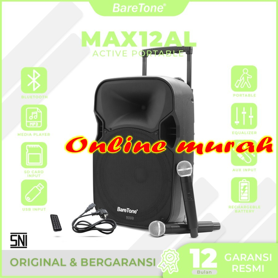 wireless portable baretone max 12al / baretone max12al 12'' original full bonus