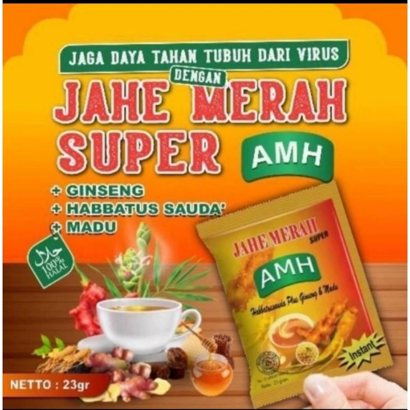 

Jahe Merah Super Instan AMH Renceng Renteng Kemasan Sachet isi 10 pcs Original Herbal Anget