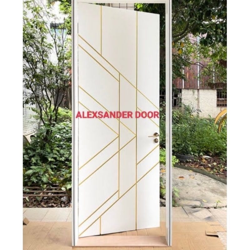 pintu hpl strip almini + kusen almunium