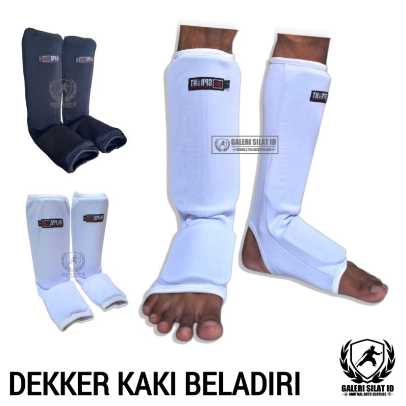 Deker Silat - Arm ShinPad / ShinGuard - Dekker Kaki Beladiri Pencak Silat Panjang Hitam / Putih - Deker Panjang - Pelindung Kaki Beladiri Silat Karate Taekwondo MMA Boxing Wushu Muay Thai Dewasa Remaja Pra Remaja Anak Usia Dini IPSI Sprint Martial Arts