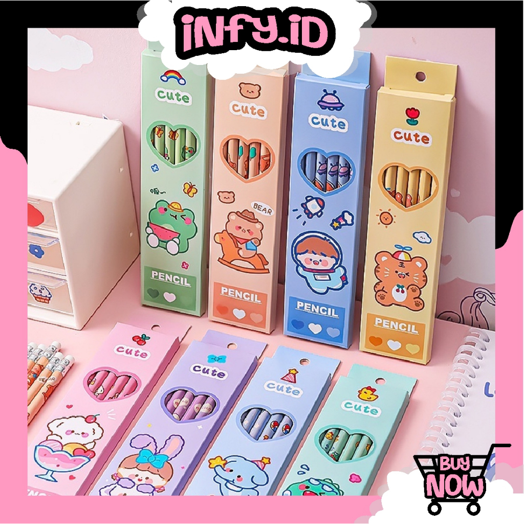 

INFY - 6 PCS PENSIL MOTIF KARTUN LUCU/PENSIL MURAH MERIAH S085