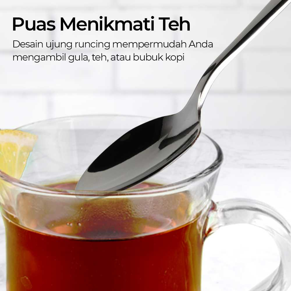 Sendok Teh Tebal Stainless Steel Sendok Tebal Panjang 17 cm Stainless Anti Karat Sendok Makan