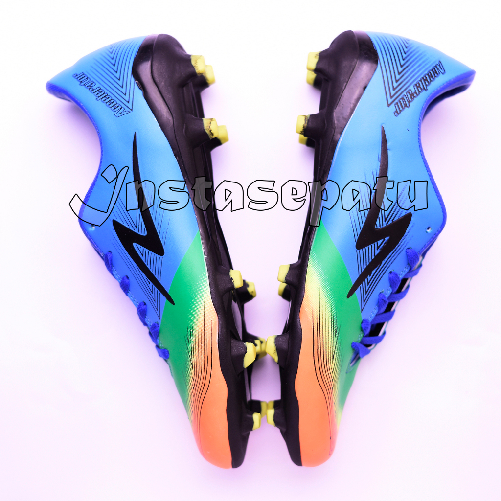 Sepatu Bola Astute Blue Yellow Orange termurah