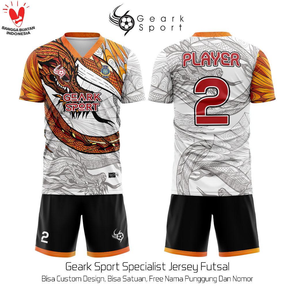 JERSEY BAJU SEPAK BOLA / FUTSAL TERBARU MOTIF DRAGONFIRE CONCEPT FULL PRINTING FREE NAMA DAN NOMOR PUNGGUNG