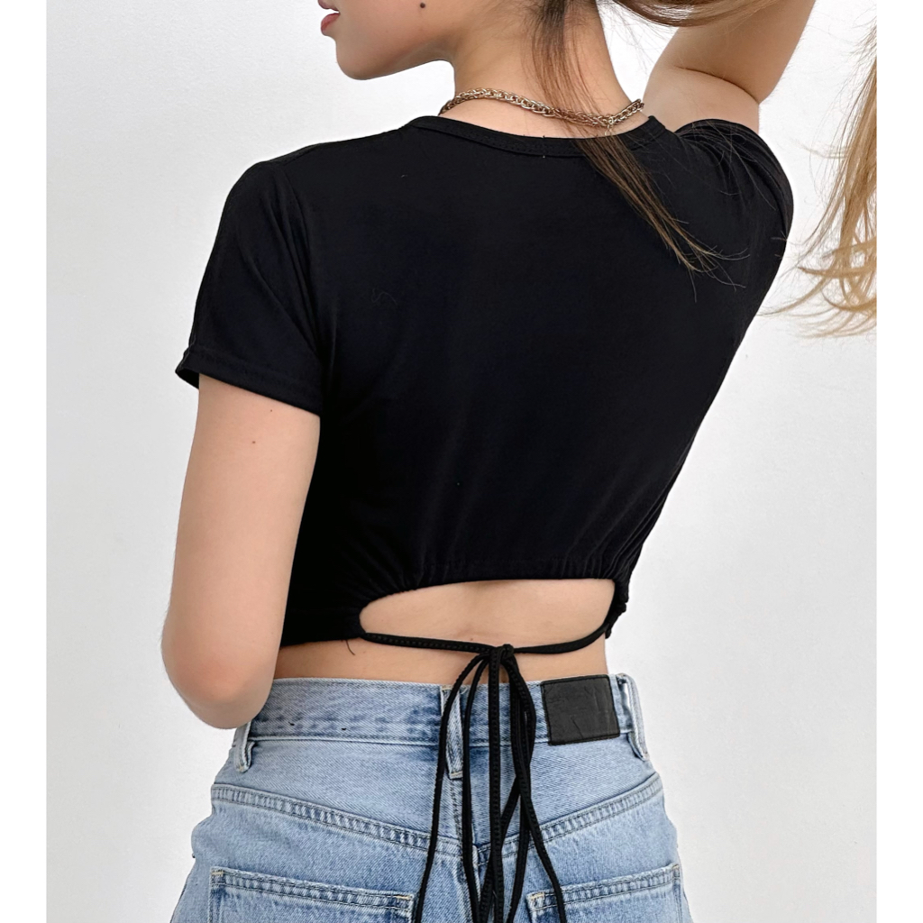 TALESOFHER - AMY CROP TOP Kaos Crop Wanita Crop Top Korea Crop Tee