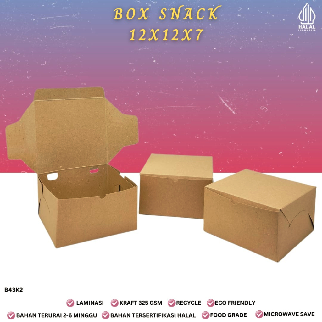 Box Snack Dus Snack Snack Box 12x12x7 Laminasi (B43K2-12X12X7)