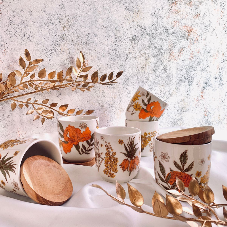 Carramica Gelas Keramik Ocha Leflo Set