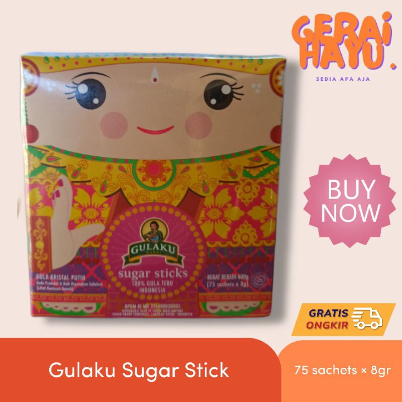 

Gulaku Sugar Stick Bali isi 75 sachets × 8 gr || 600 gr
