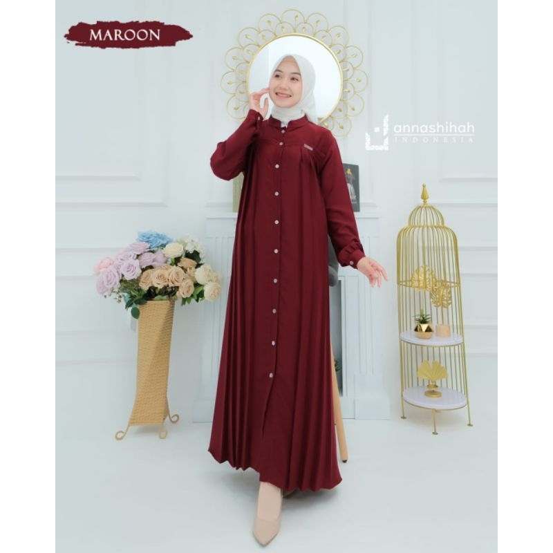 GAMIS/DRESS ANANDA YORIS FLUID POLOS BY ANNASHIHAH ORIGINAL BRAND