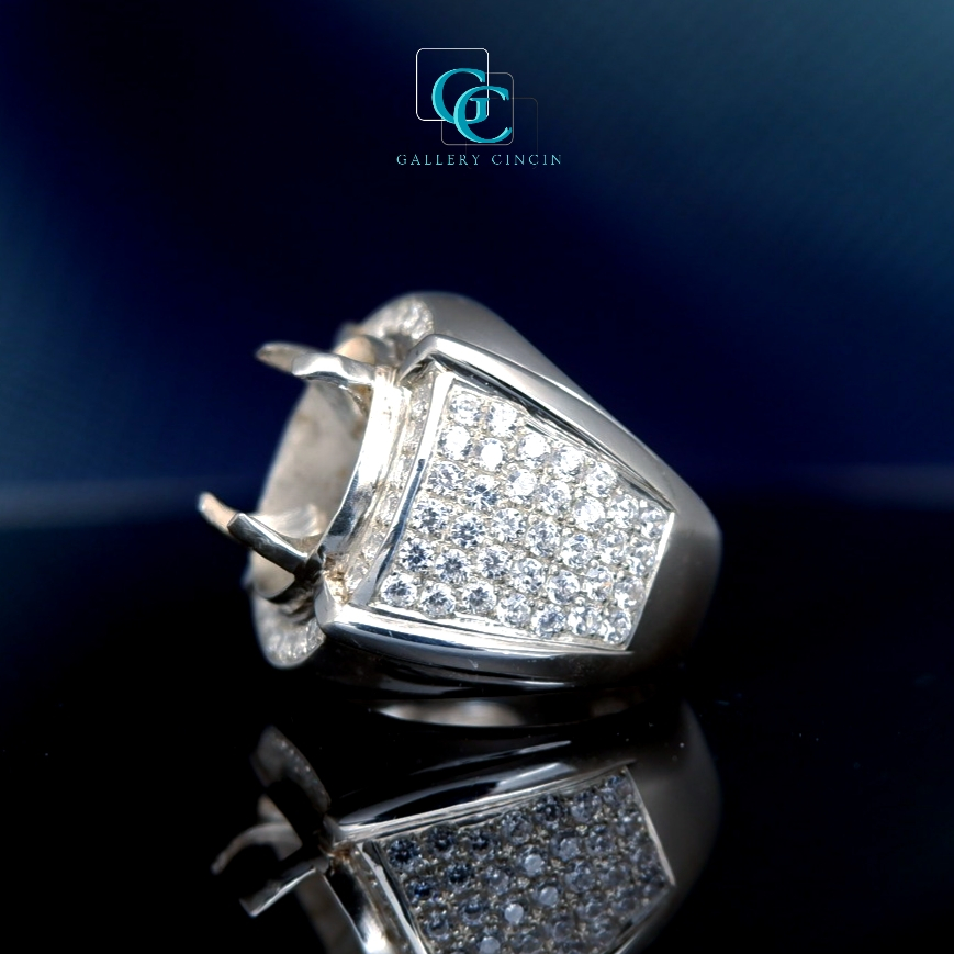 Cincin ikat batu akik permata perak pria 146