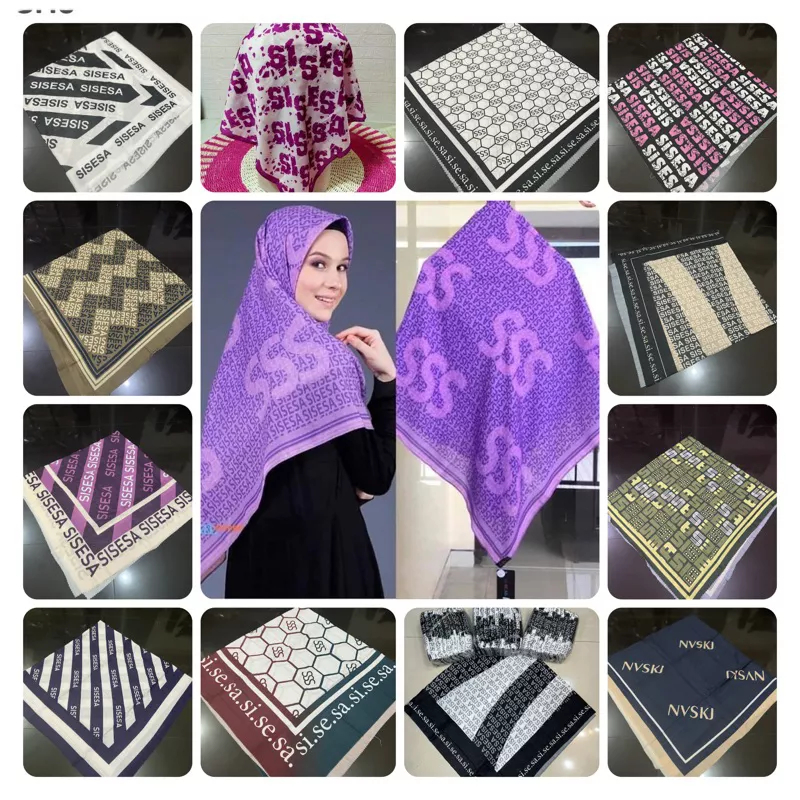 (PROMO)Hijab segiempat motif sisesa , el.se terbaru / jilbab segiempat bahan voal motif sisesa