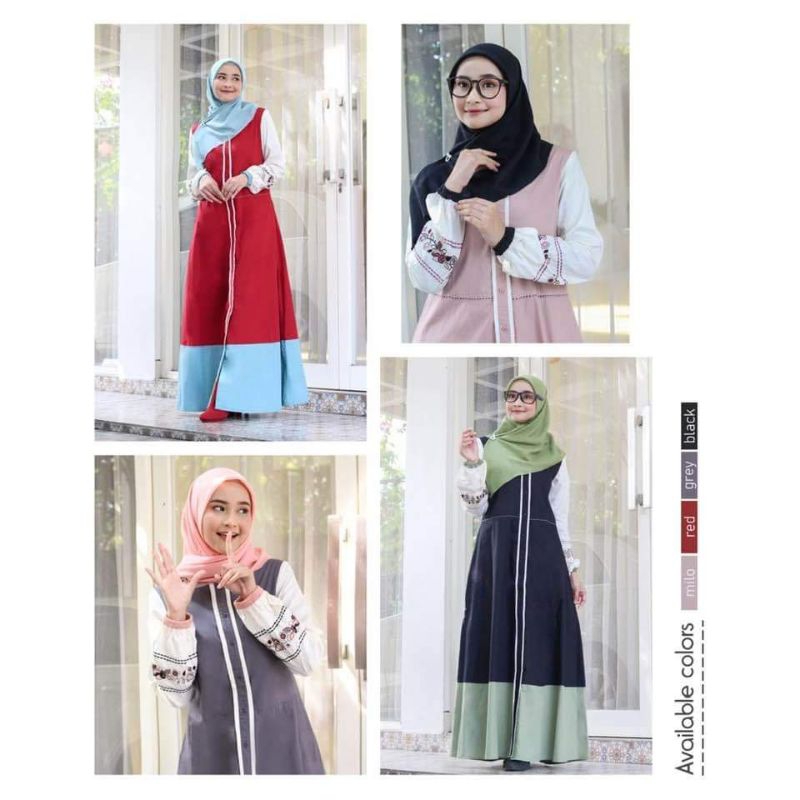 abaya wanita dewasa by dannis collection/abaya dannis merah,Milo,hitam,abu abu