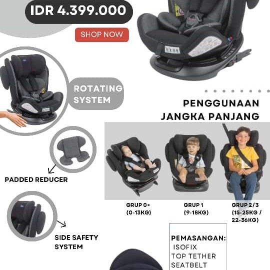 Chicco Carseat Unico Plus Rotate 360 System' /Dudukan Mobil Bayi
