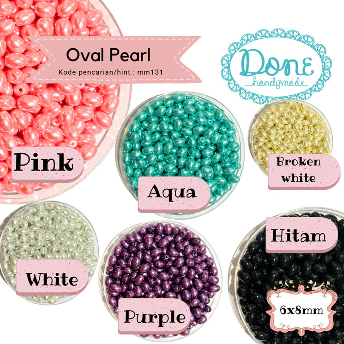 Done handymade mutiara sintetis oval manik oval mutsin craft mm131