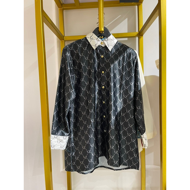 VZ MONOGRAM TWO TONE SHIRT BY VIVI ZUBEDI