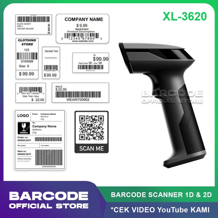 Scanner Barcode Sunlux XL-3620 / XL3620 / XL 3620 USB Imager  2D 1D