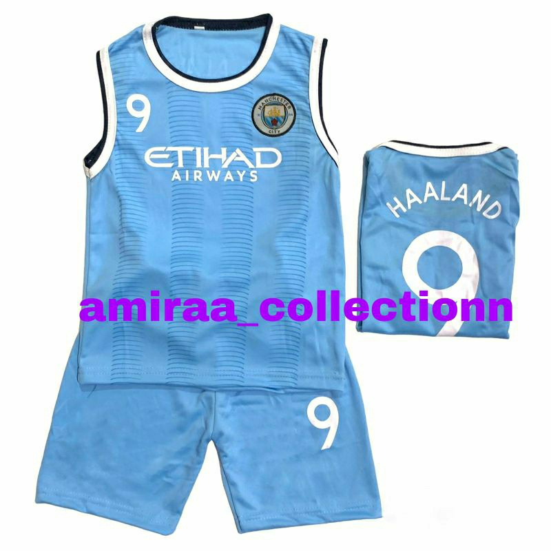 SETELAN BAJU JERSEY SINGLET SEPAK BOLA  TERBARU SET ANAK CITY BIRU